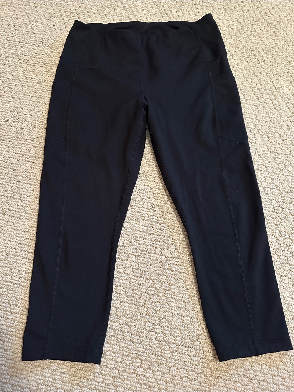 Black Women's High-Waist Active Capri Pants yogalicious side pockets L